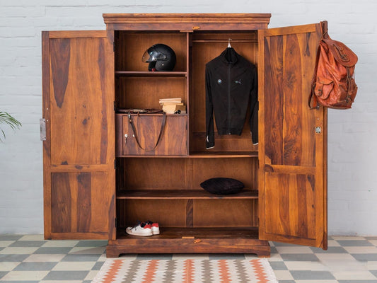 Countryside Cupboard Wardrobe | Acacia Wood | Honey Finish