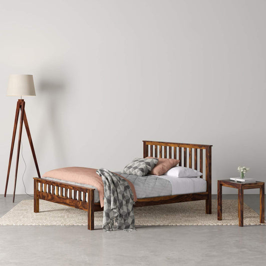 Elstead Platform Bed | Premium Sheesham Wood | Honey Finish