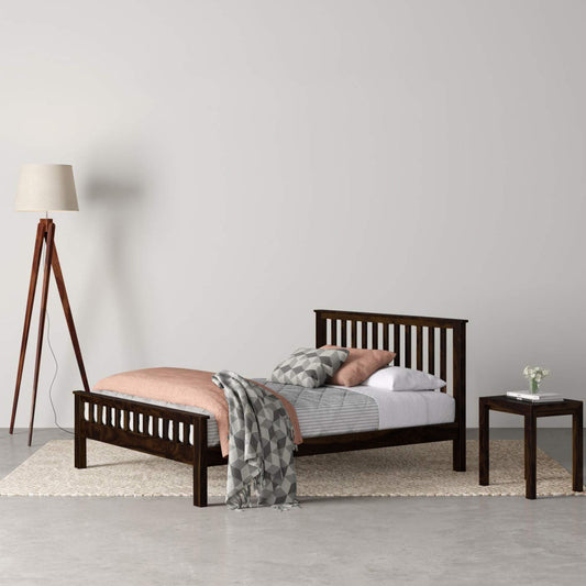 Elstead Platform Bed | Premium Sheesham Wood | Dark Finish