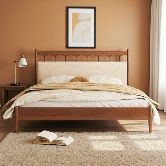 The Satori Upholstered Bed | Sheesham Wood
