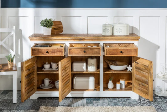 Angel White Rustic Sideboard Cabinet Storage Unit Premium Wooden Furniture #2