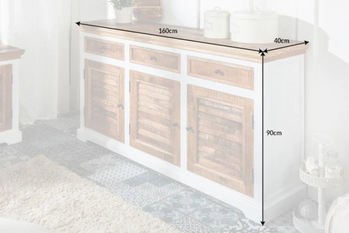 Angel White Rustic Sideboard Cabinet Storage Unit Premium Wooden Furniture #2