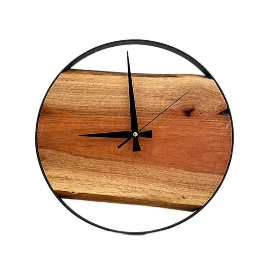 Clock Live Edge Metal Frame | Acacia Wood | Home Decor