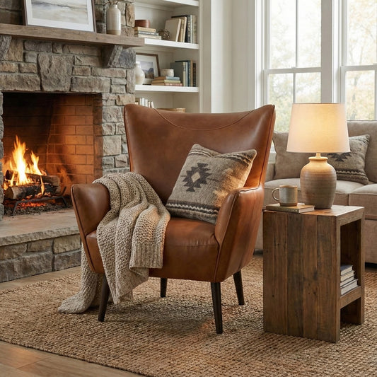 The Hewn Wing Chair | Camel Grey