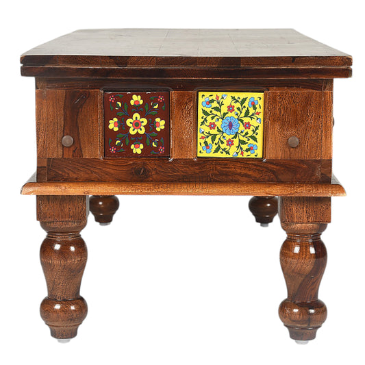 Rang Mahal Hand Painted Center Coffee Table | Sheesham Wood