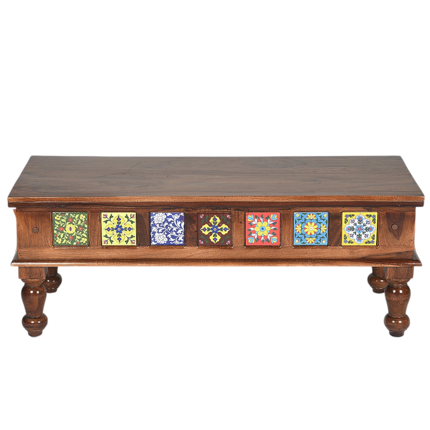 Rang Mahal Hand Painted Center Coffee Table | Sheesham Wood