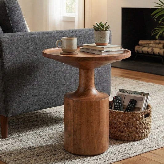 The Vrita Side Table | Acacia Wood | Natural Finish