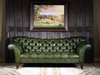 The Wexford Chesterfield Three Seater Sofa | Green | Genuine Leather