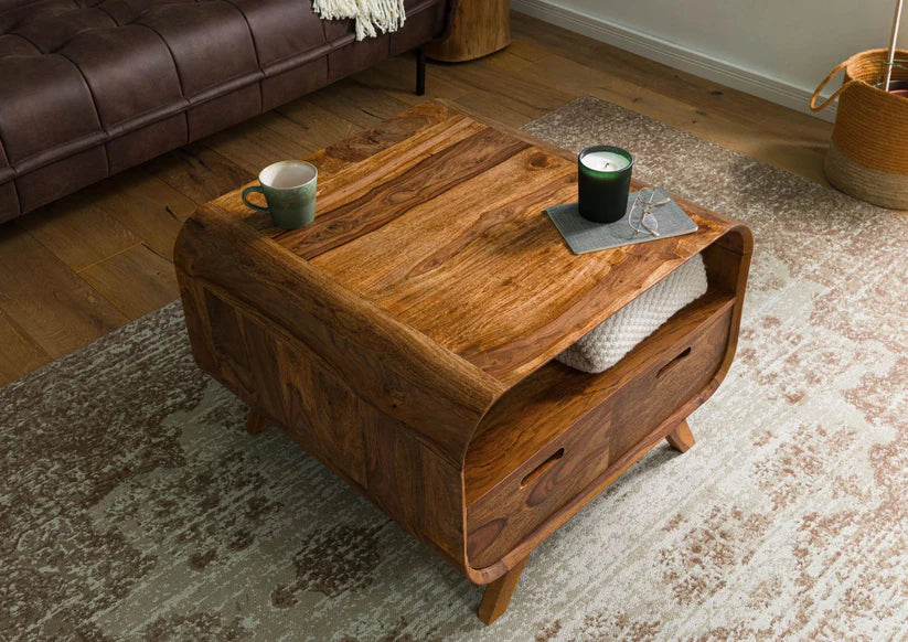 Morocco Coffee Table 2 Drawer Coffee | Mango Wood | Honey Finish