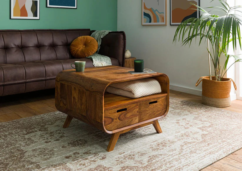 Morocco Coffee Table 2 Drawer Coffee | Mango Wood | Honey Finish