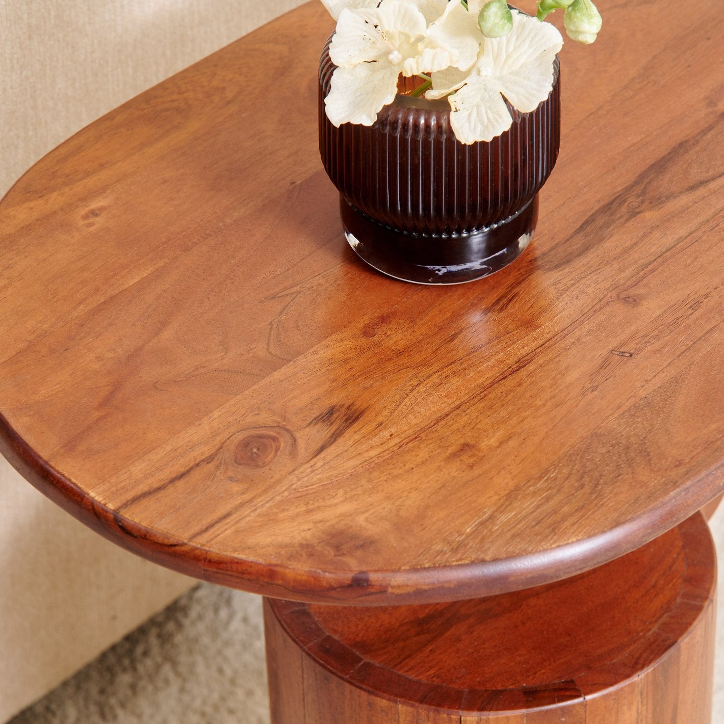 Round End Table Mango Wood