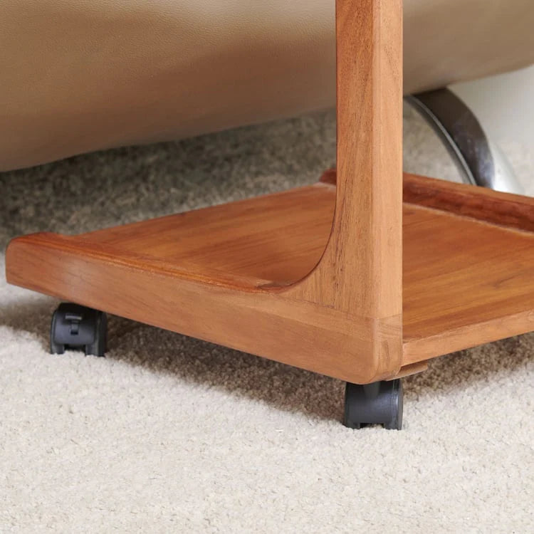 The Locus C Shape Side Laptop Table With Wheels & Lift Top | Acacia Wood