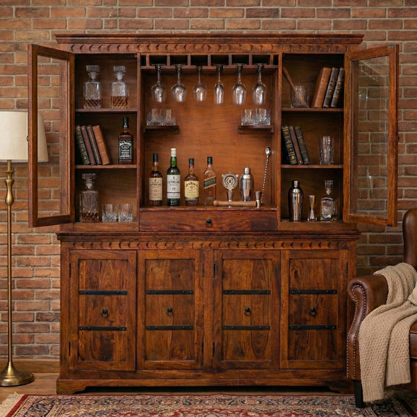 Heritage Bar cabinet | Acacia Wood | Honey