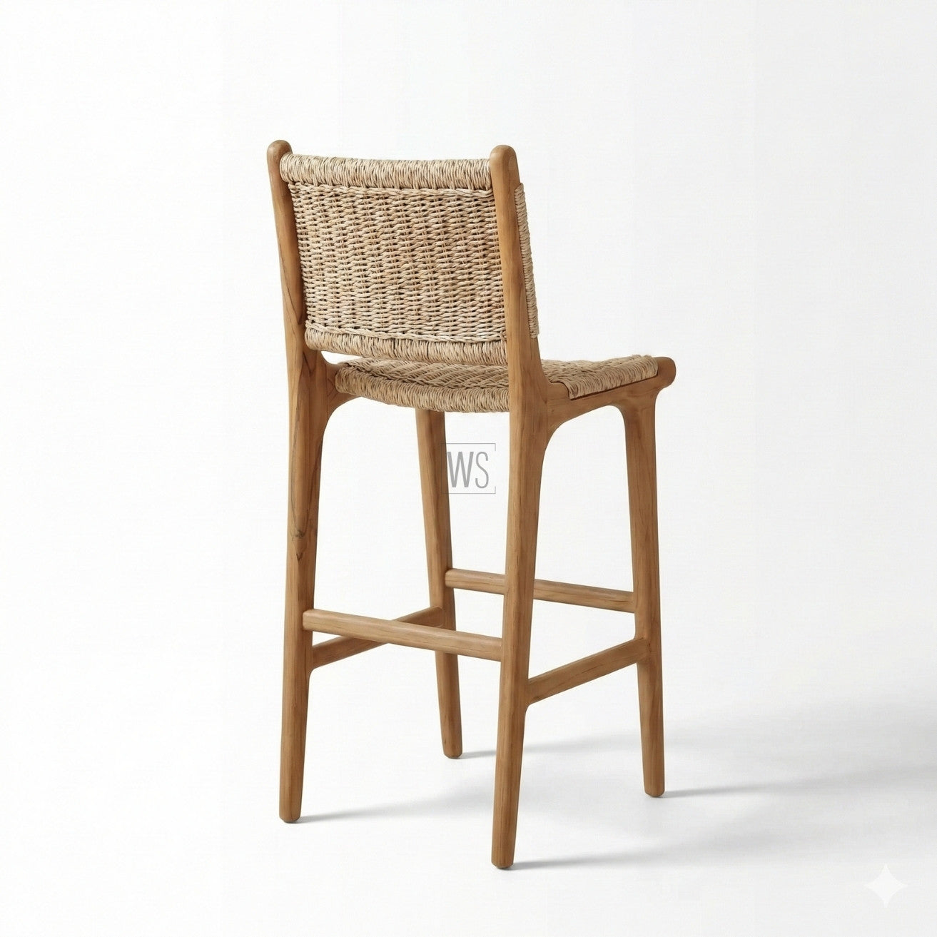 Yewforge Counter/Bar Chair Stool | Premium Teak Wood & Rattan