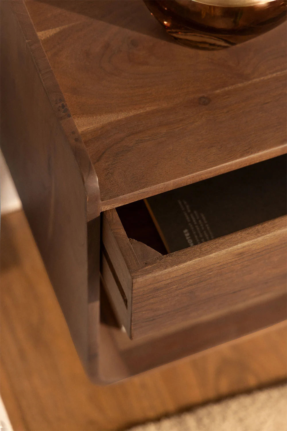 The Serene Sentinel Bed Side Table | Acacia Wood | Provincial Teak Finish