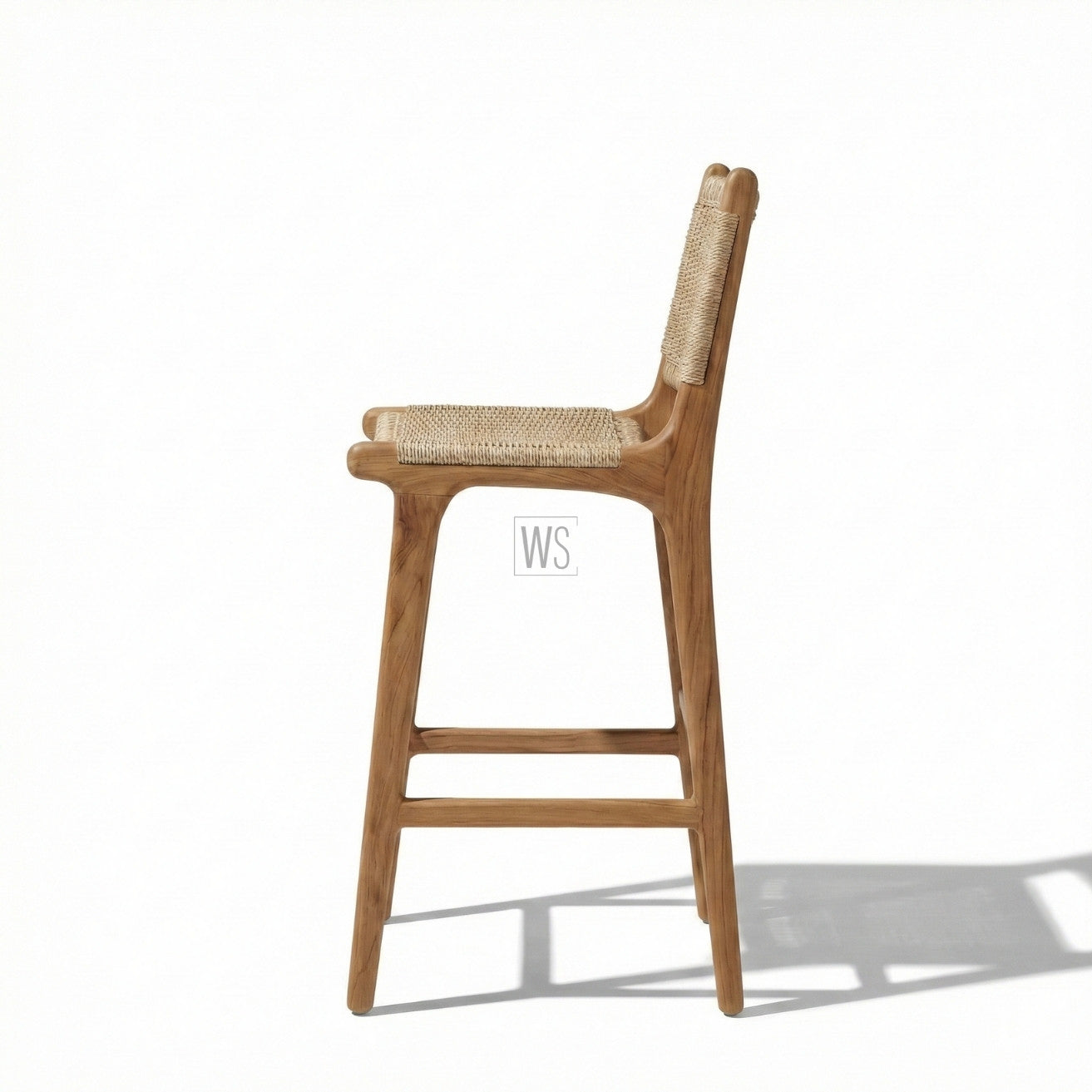 Yewforge Counter/Bar Chair Stool | Premium Teak Wood & Rattan