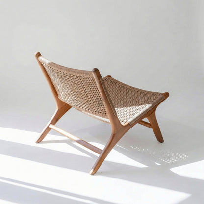 The Aurelia Outdoor Rope Chair With Stool | Premium Teak Wood