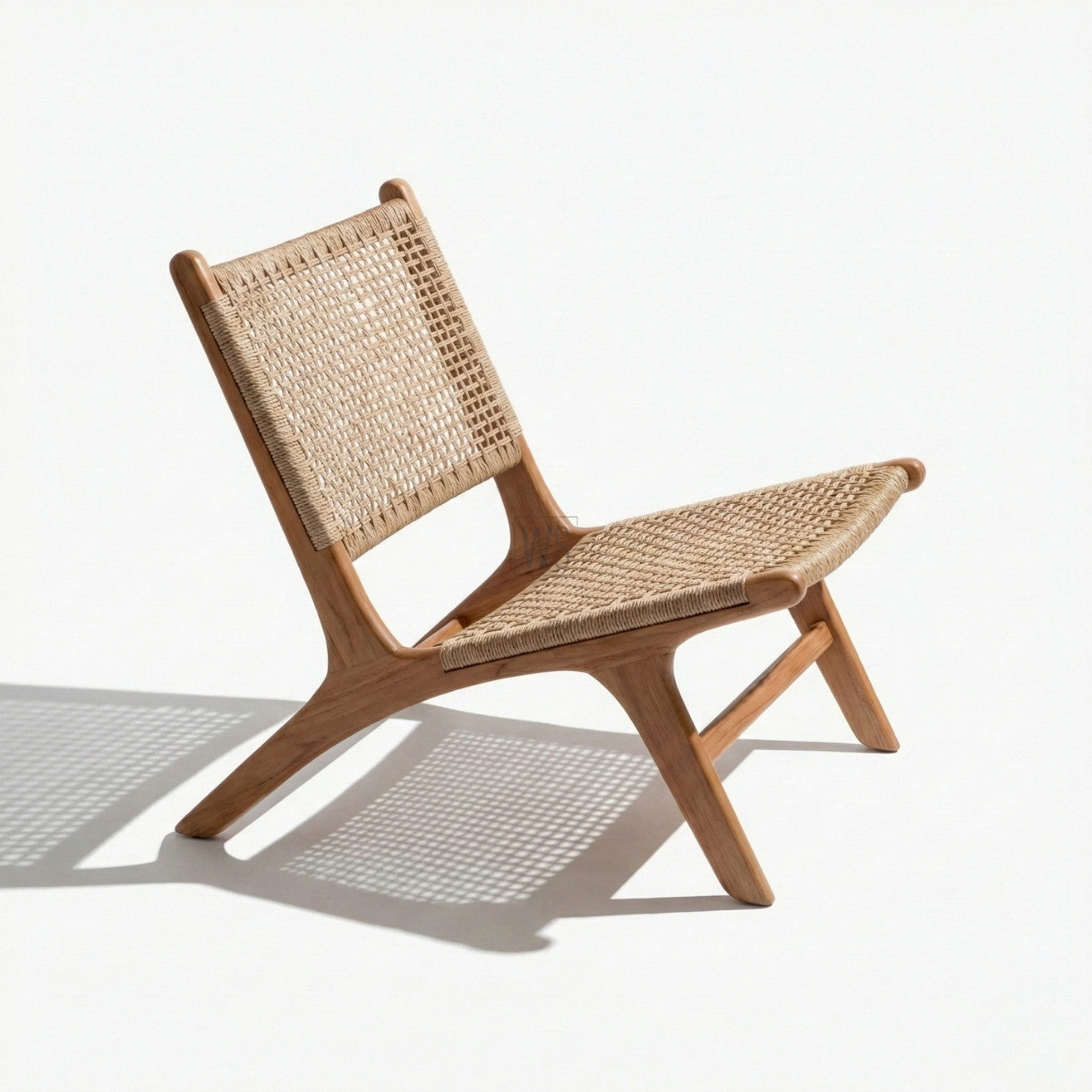 The Aurelia Outdoor Rope Chair With Stool | Premium Teak Wood