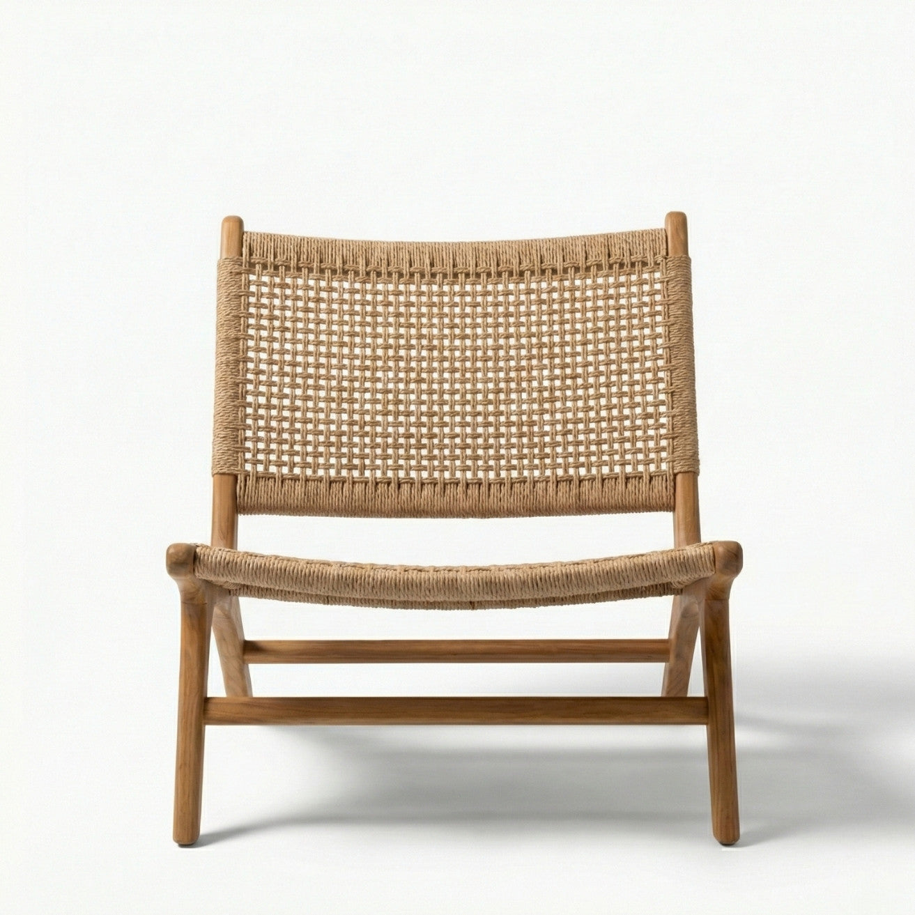 The Aurelia Outdoor Rope Chair With Stool | Premium Teak Wood