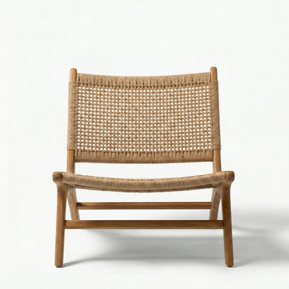 The Aurelia Outdoor Rope Chair With Stool | Premium Teak Wood