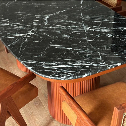 Forge 6 Seater Dining Set | Teak Wood | Marble Top