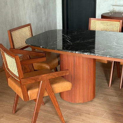 Forge 6 Seater Dining Set | Teak Wood | Marble Top