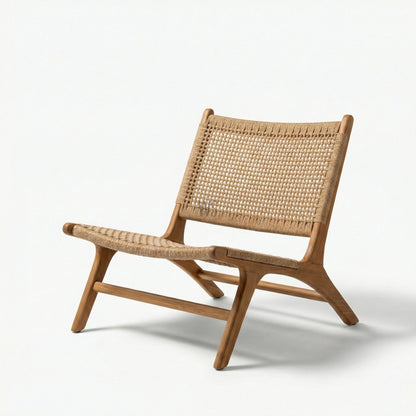 The Aurelia Outdoor Rope Chair With Stool | Premium Teak Wood