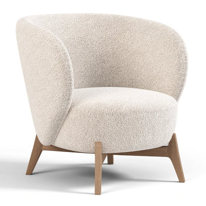 Madhur Accent Chair | Green Boucle | Premium Teak Wood