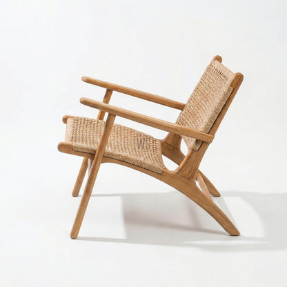 Cedarlume Outdoor Arm Chair With Stool | Premium Teak Wood & Rattan