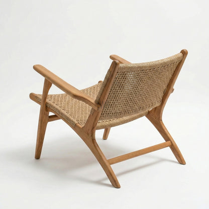 Cedarlume Outdoor Arm Chair With Stool | Premium Teak Wood & Rattan