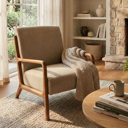 Alcove Modern Upholstered Arm Chair | Ash Wood