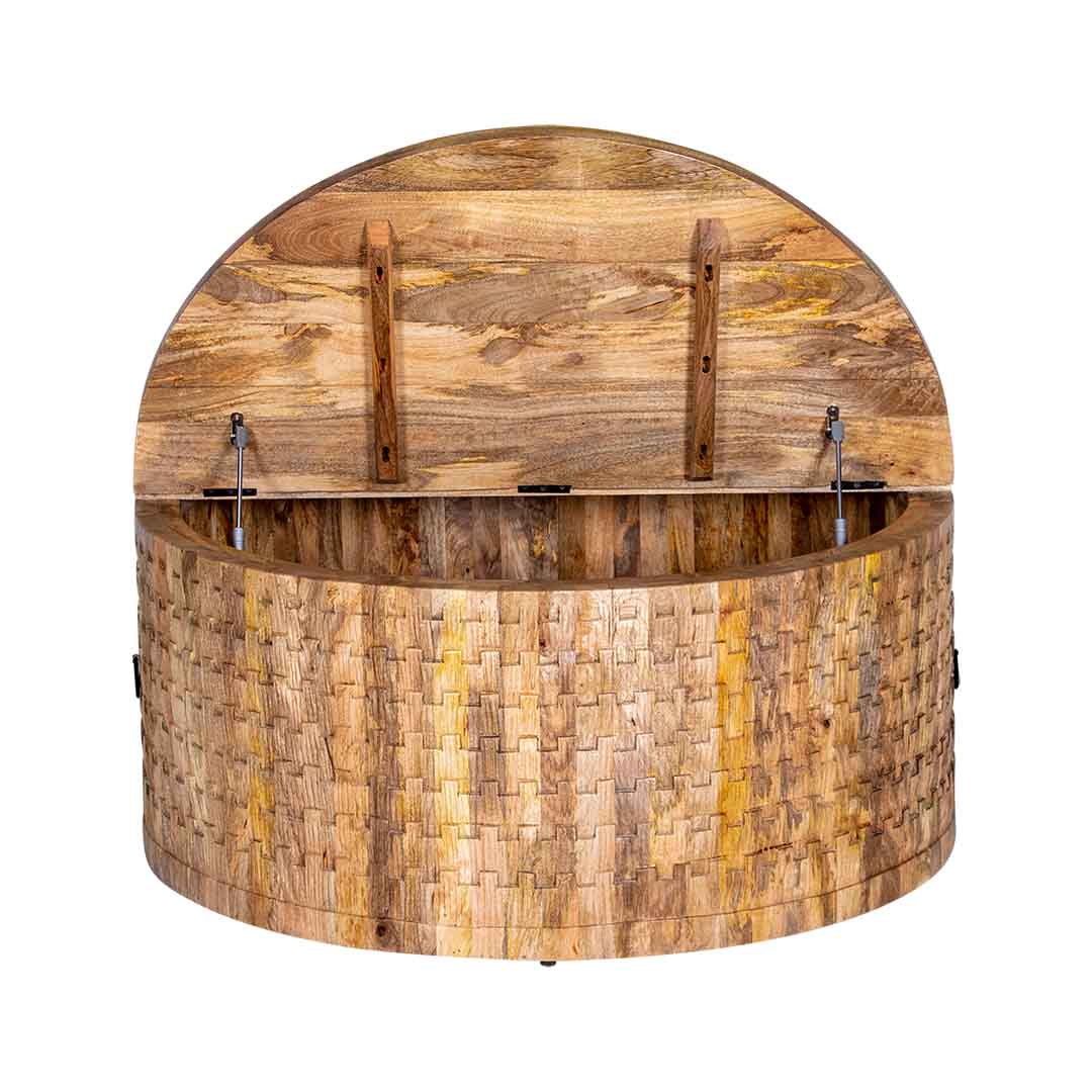 The Roi Round Centre Coffee Table With Storage | Mango Wood