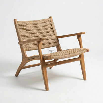 Cedarlume Outdoor Arm Chair With Stool | Premium Teak Wood & Rattan