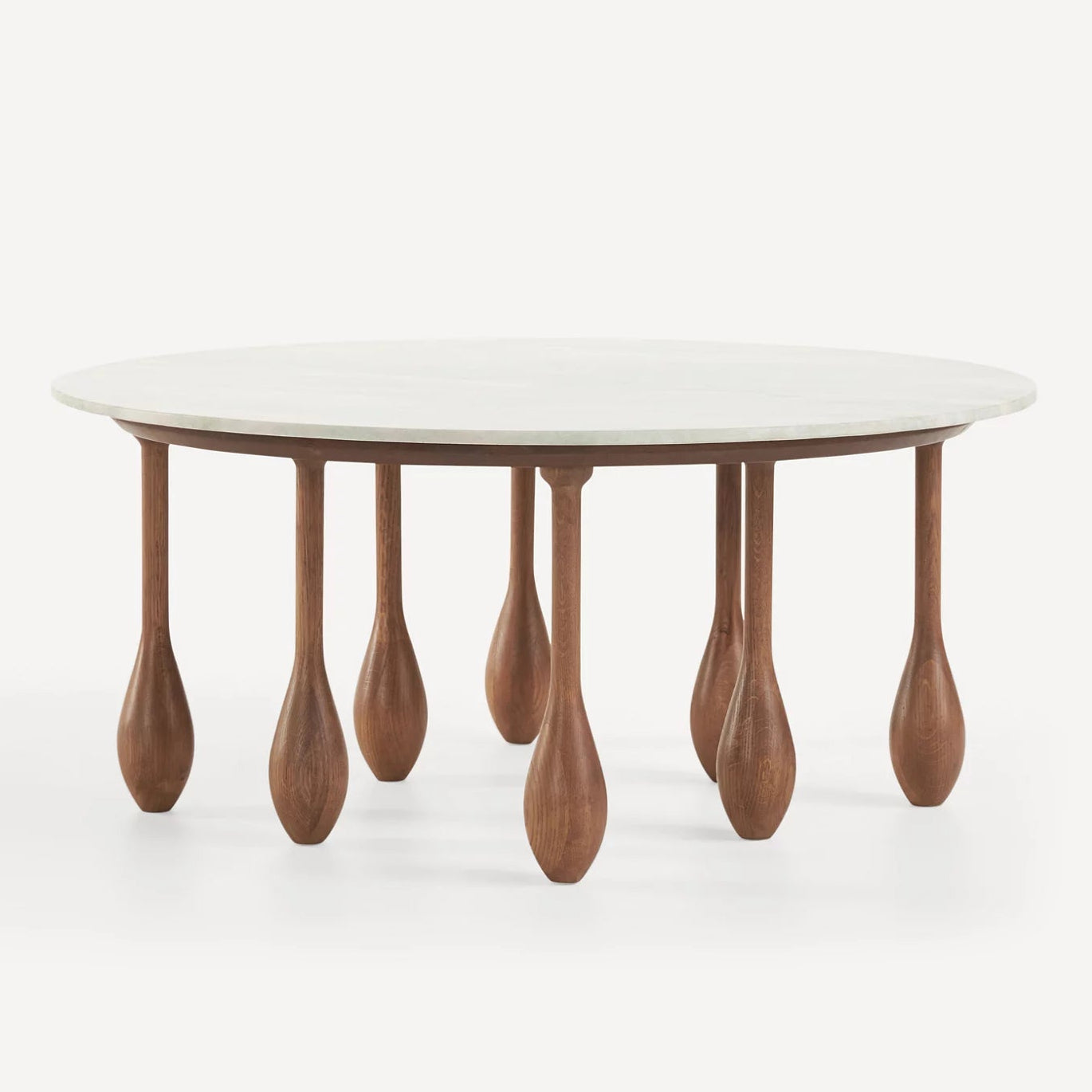 Nectar Round Marble Top Center Coffee Table | Oak Wood