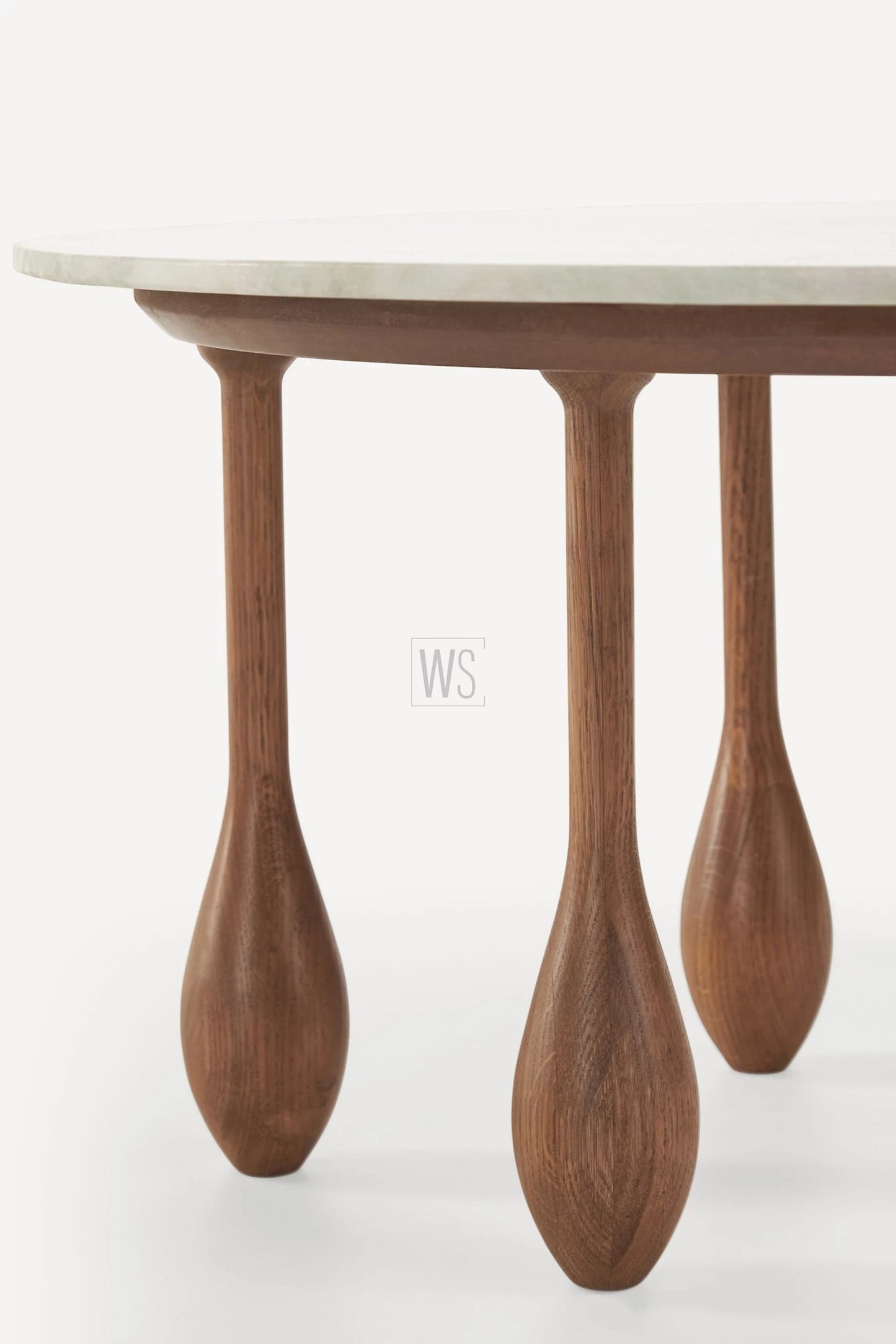 Nectar Round Marble Top Center Coffee Table | Oak Wood