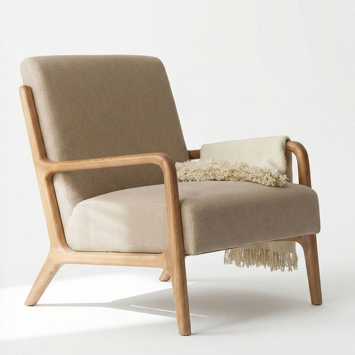 Alcove Modern Upholstered Arm Chair | Ash Wood