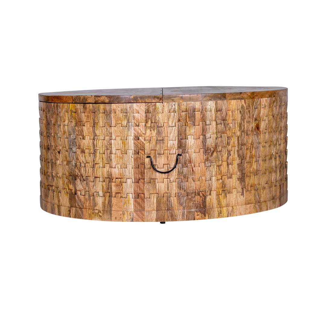 The Roi Round Centre Coffee Table With Storage | Mango Wood
