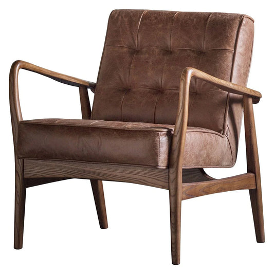 Monica Arm Chair | Oak Wood | Leatherette
