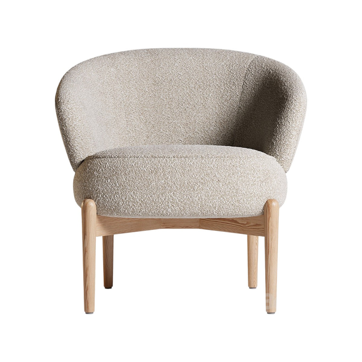 Swan Accent Chair | Green Boucle | Premium Oak Wood