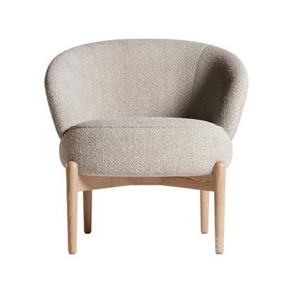 Swan Accent Chair | Green Boucle | Premium Oak Wood