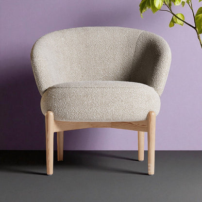 Swan Accent Chair | Green Boucle | Premium Oak Wood