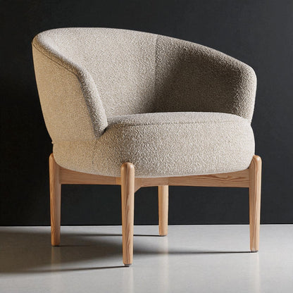 Swan Accent Chair | Green Boucle | Premium Oak Wood