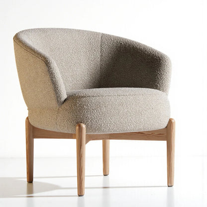 Swan Accent Chair | Green Boucle | Premium Oak Wood