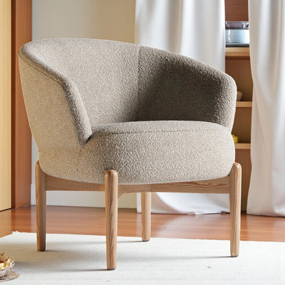 Swan Accent Chair | Green Boucle | Premium Oak Wood