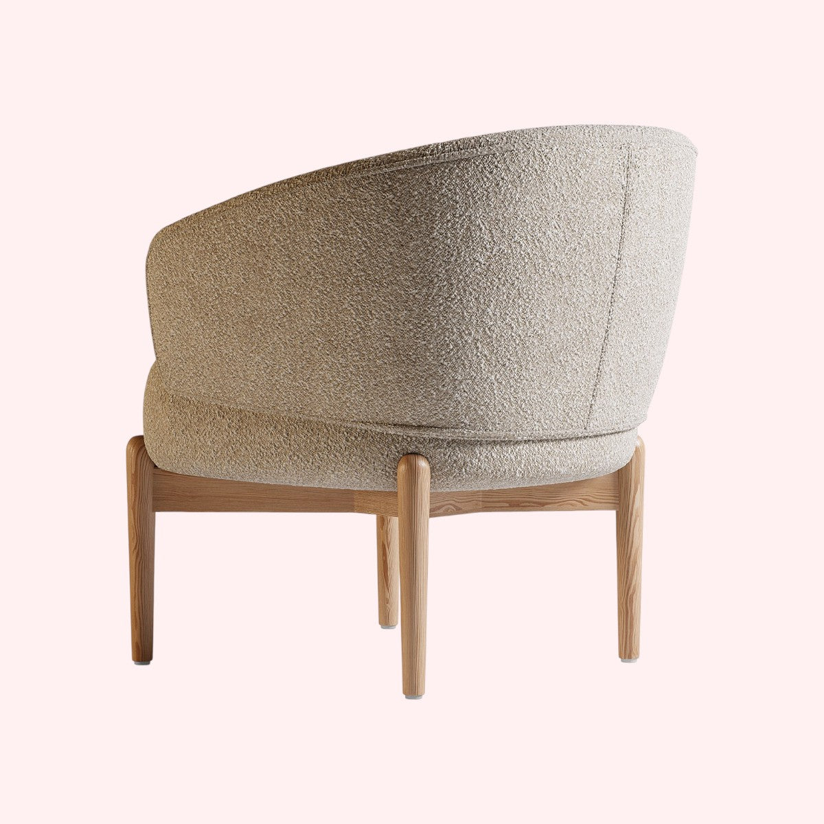 Swan Accent Chair | Green Boucle | Premium Oak Wood