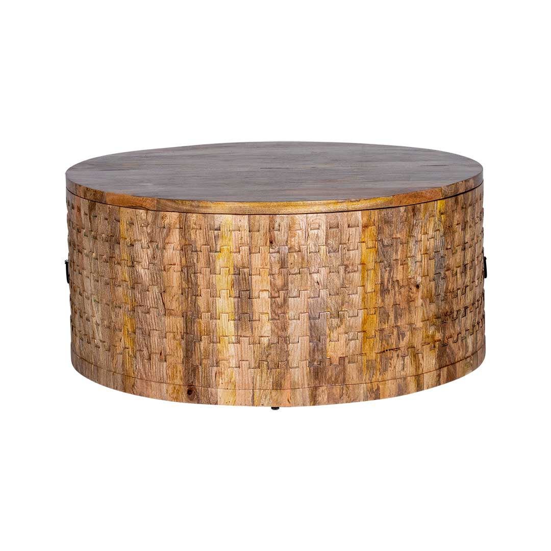 The Roi Round Centre Coffee Table With Storage | Mango Wood