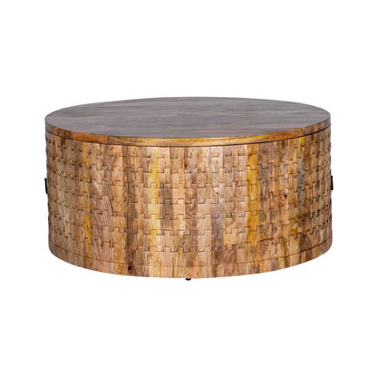 The Roi Round Centre Coffee Table With Storage | Mango Wood
