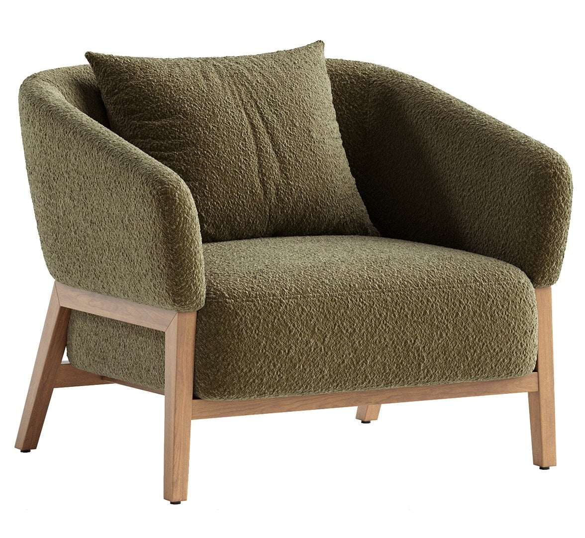 Mind Accent Chair | Green Boucle | Premium Teak Wood