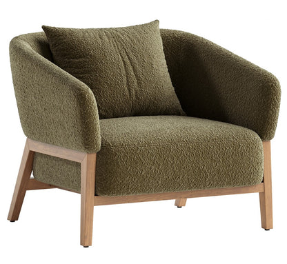 Mind Accent Chair | Green Boucle | Premium Teak Wood