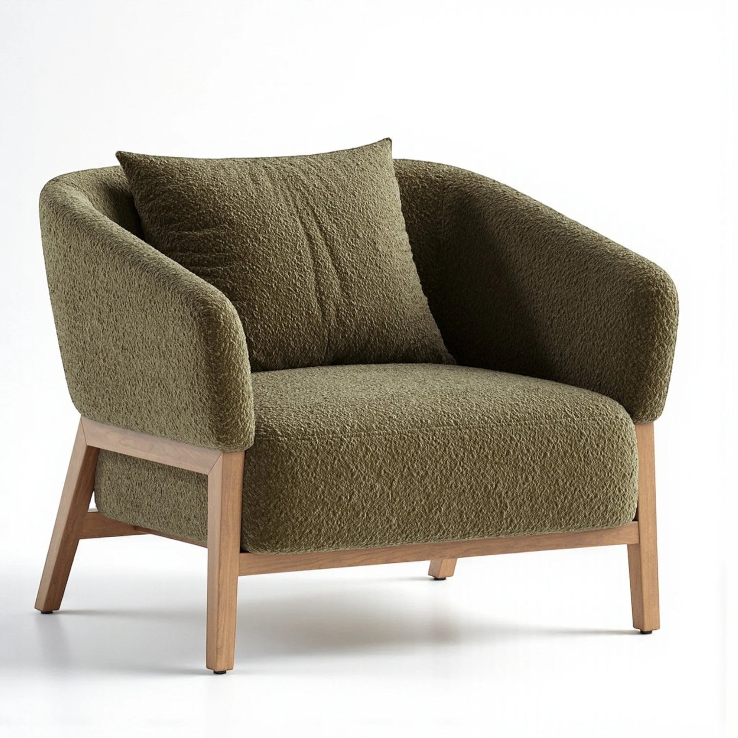 Mind Accent Chair | Green Boucle | Premium Teak Wood